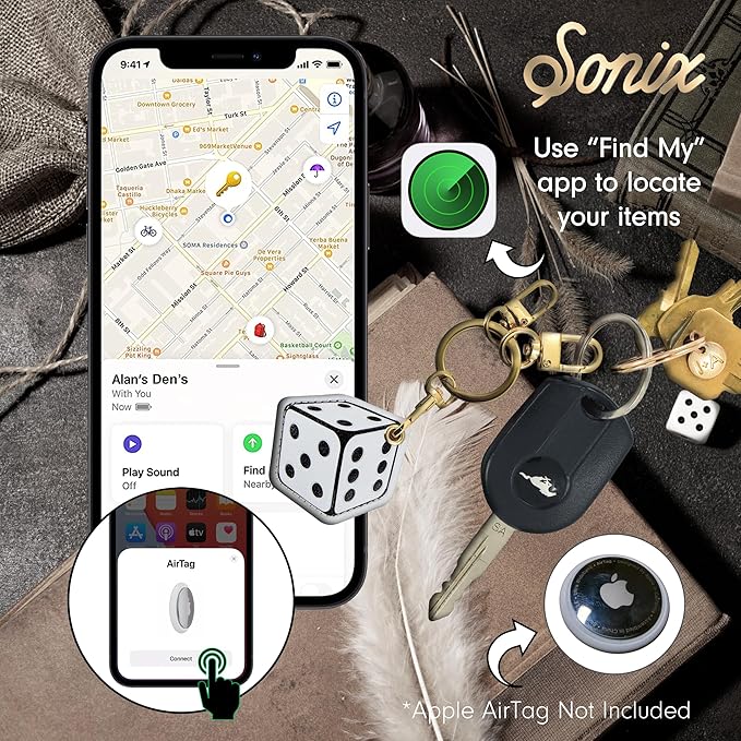 Sonix Keychain Case Compatible with Apple AirTag | Protective Cover Keychain for AirTags | Dice