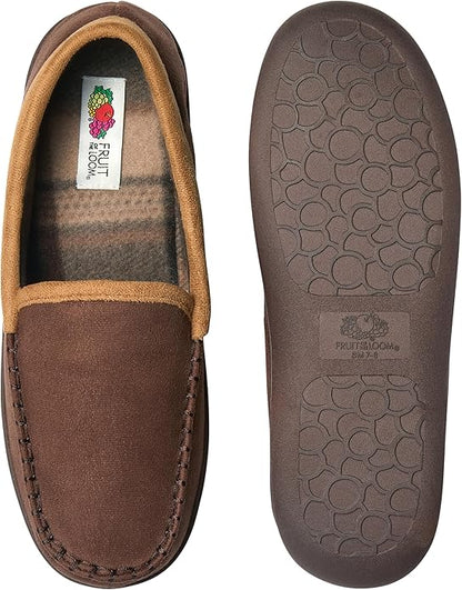 Fruit of the Loom Men’s Memory Foam House Slippers Indoor Outdoor – Microsuede Venetian Cozy Warm Men’s Slippers Plush House Shoes, Sizes 7-14