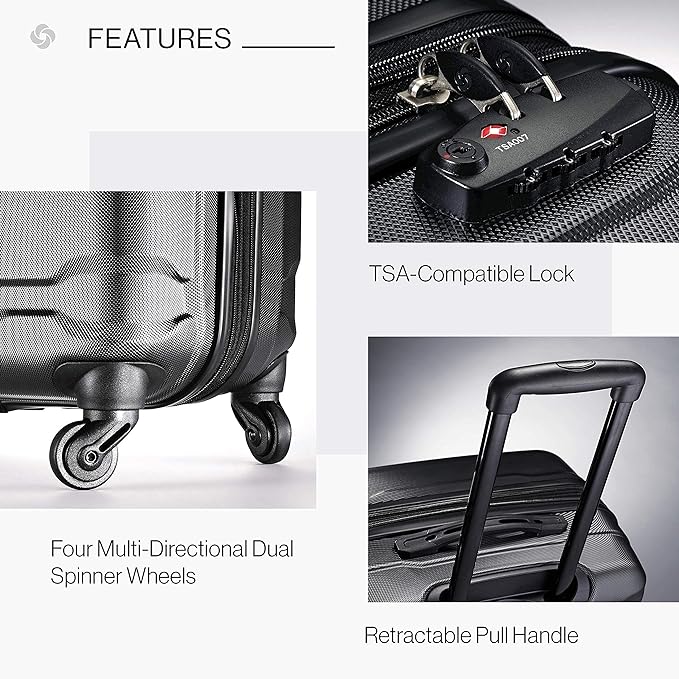 Samsonite Omni PC Hardside Expandable Luggage with Spinner Wheels, Black, 2-Piece Set (20/24)