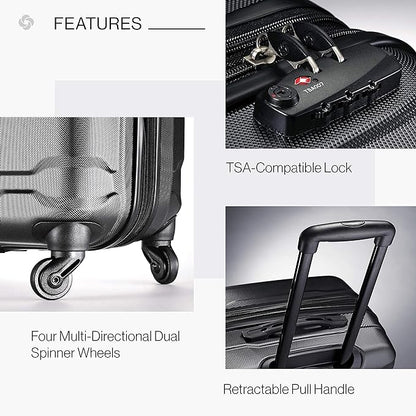 Samsonite Omni PC Hardside Expandable Luggage with Spinner Wheels, Black, 2-Piece Set (20/24)