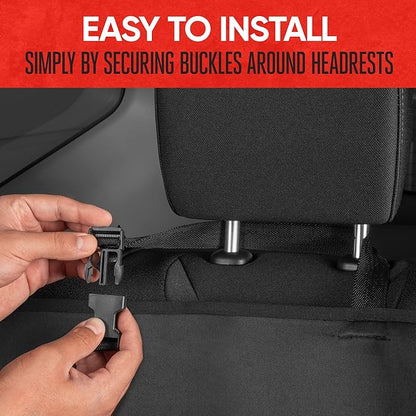Motor Trend SpillGuard Neoprene Rear Seat Protector - Waterproof Bench Cover for Cars With Gray Stitching, Padding for Kids & Dogs