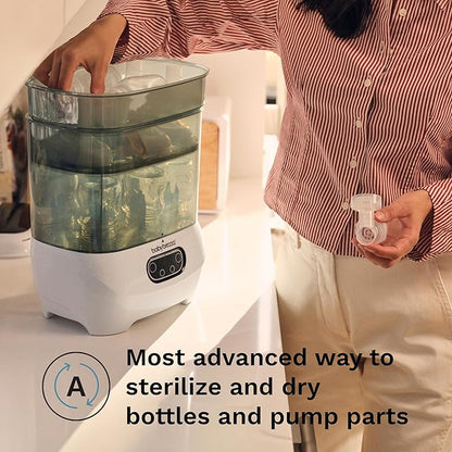 Baby Brezza Bottle Sterilizer and Dryer Advanced – 33% Faster - Largest Capacity Steam Sanitizer - Universal Sterilization Machine for All Bottles + Pump Parts - HEPA Air Filter
