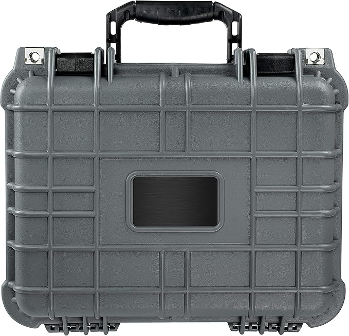 Eylar Protective Gear and Camera Hard Case with Custom Logo Plate, Waterproof & Shockproof w/Foam TSA Approved 13.37 Inch 11.62 Inch 6 Inch (Gray)