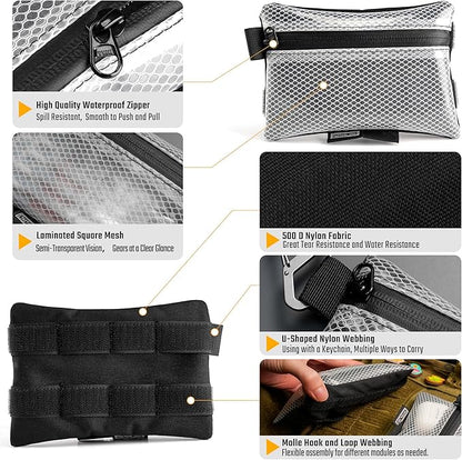 TACTICAL GEEK Storage A5 EDC Storage Pouch Set, Multi-Purpose Molle EDC Gadget Pouch, Multi-Functional Utility Small Tool Pocket,Luggage Organiser Divider Small Pouch Organizer for Daily Carry (White)