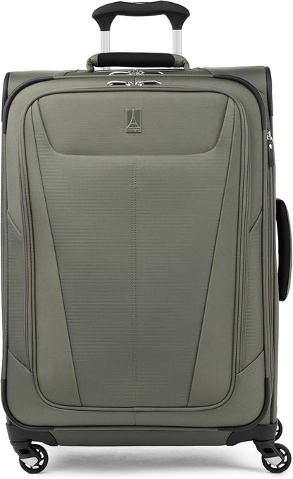 Travelpro Maxlite 5 Softside Expandable Luggage with 4 Spinner Wheels, Lightweight Suitcase, Men and Women, Slate Green, Checked-Medium 25-Inch