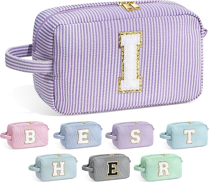 YOOLIFE Bridesmaid Proposal Gifts - Bridal Shower Gifts, Bride To Be Gifts, Bridesmaid Gifts for Wedding Day, Maid of Honor Gifts, Bachelorette Party Gift for Bride, Initial Makeup Bags, Letter I