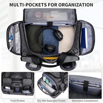 WITZMAN Duffle Bag for Men Large Carry On Travel Mens Weekender Overnight Bags with Shoes Compartment for Sports Gym(B723 Silvery Grey)