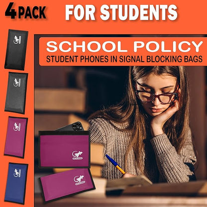 4 Faraday Bag Anti-Tracking GPS RFID Car Key Signal Blocker Wallet Shielding Pouch Protective Case for Cell Phone Car Key FOB, Data Privacy, Electronic Device Security (4 PACK - FAMILY PACK)