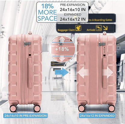 Flight Knight 24x16x10 Expandable Carry On Suitcase Hardside TSA Lock USB C Lightweight Luggage Silent Double Spinner Wheels Maximum Overhead Carry-On Bag For Virgin & South West Approved Airlines