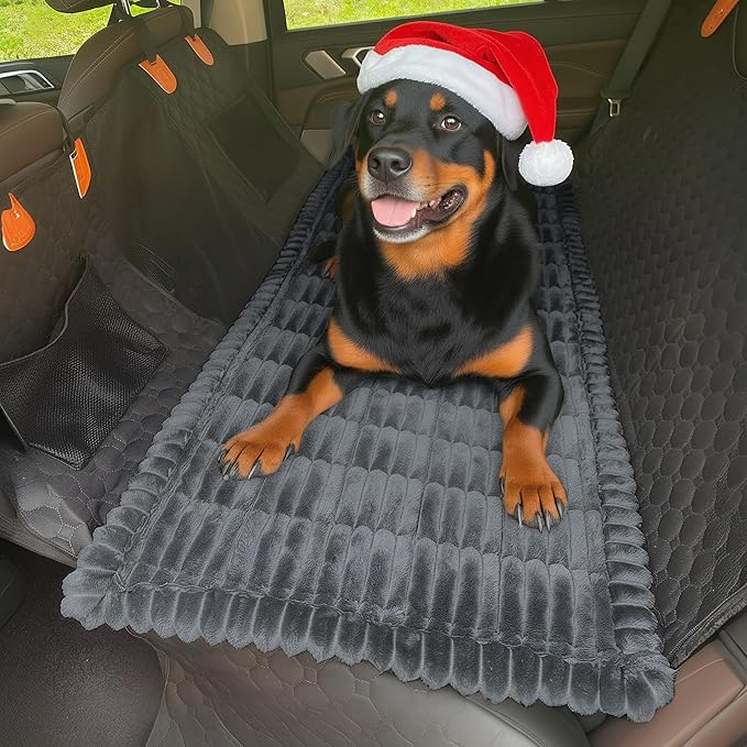 Dog Car Seat Cover for Back Seat, Dog Bed for Car, Fit for Backseat Extenders, Car Seat Protector, Nonslip Soft Durable for Cars Trucks and SUVs (Dark Gray, 24.8"*54")