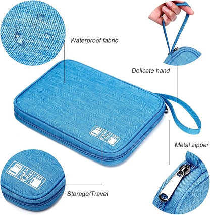 SELLYFELLY Travel Electronics Organizer Portable Cable Organizer Bag for Storage Electronic Accessories Case for Cord,Phone,Charger,Flash Drive (Sky Blue)