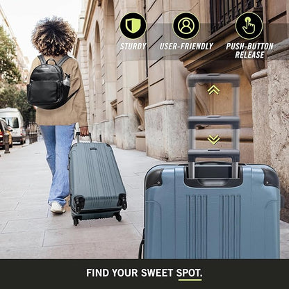 Kenneth Cole REACTION Out of Bounds Lightweight Hardshell 4-Wheel Spinner Luggage, Granite Blue, 2-Piece Set (20" & 28")