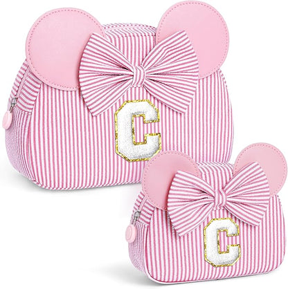 Christmas Gifts for Grandkids, Birthday Gifts for Girls | Personalized Initial Makeup Bag Cosmetic Travel Toiletry Bag for Girl Kid Years Old Birthday Gift Christmas Gift for Girls Kids Pink C