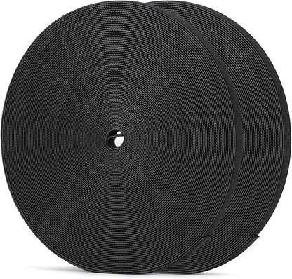 Nylon Hook and Loop Roll 50Yd x 1/2 in, Black Self-Adhesive Reusable Fastener Strips-Customizable Length for Electricians,Home,DIY Cable Tie Alternative,Organizer Tape for Wires(25YdX2Rolls)