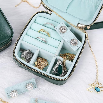 Angelina's Palace Personalized Jewelry Case with Name Engraved,Custom Leather Travel Jewelry Organizer Box for Rings,Earrings,Necklaces,Birthday Bridesmaid Gift For Women