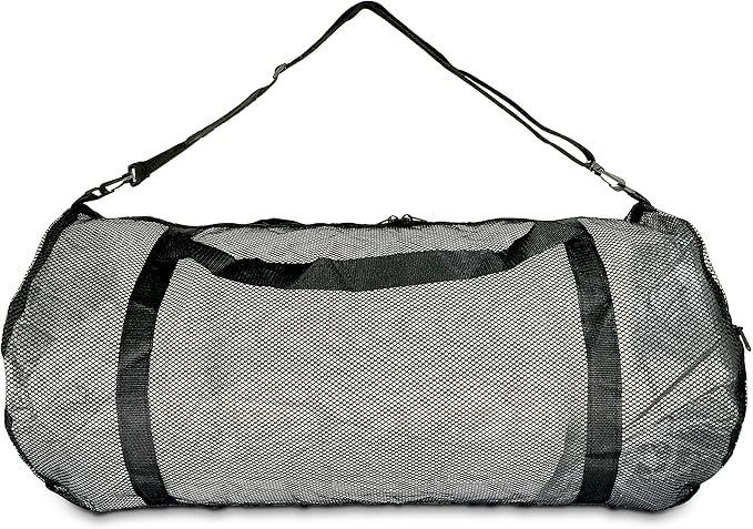Kraken Aquatics Mesh Duffle Bag with Shoulder Strap | Large Dive Bag for Scuba Diving Gear, Snorkeling, Freediving, Spearfishing, Swimming & Beach | Heavy-Duty Mesh Duffel Bag for Quick Drying