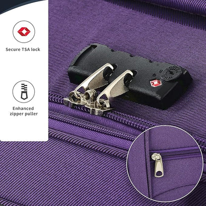 Merax Softside Luggage Set, Travel Suitcase Expandable Lightweight, 3 Piece Luggage Sets with Spinner Wheels 22" 26" 30" Suitcase with TSA Lock (Purple)
