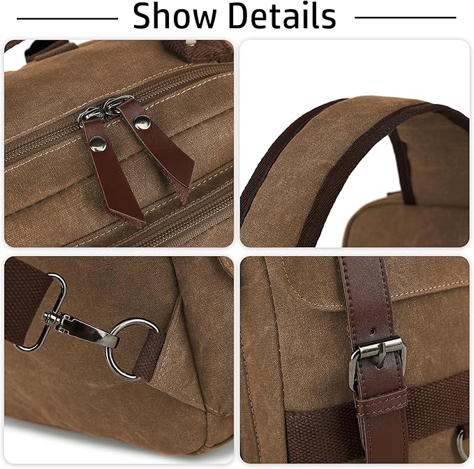 Vintage Messenger Bag, Canvas Backpack for Travel, Men's Shoulder Bag, Dual-use Bag for Hand Carry and Crossbody Carry