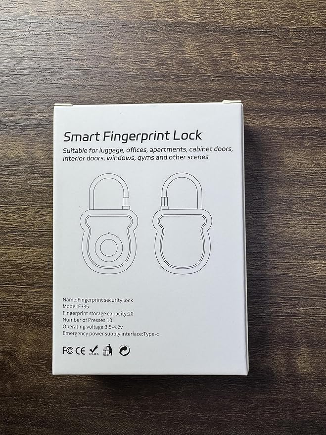 Smart Fingerprint Padlock for Luggage - 20 User Capacity, USB Key & Emergency Code, Keyless Biometric Lock for Gym Locker, Suitcase, Backpack, Toolbox & Handbag (Black)