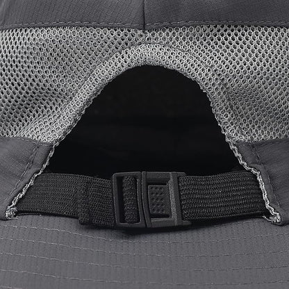 Womens Summer Sun Hat Beach Hat Wide Brim Outdoor UV Protection Hat Foldable Cool Mesh Ponytail Bucket Hat