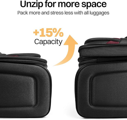28" Large Softside Expandable 15% Checked Luggage with Double Spinner Wheels LOCK,Lightweight Travel Suitcase for Men/Women（Black-Burgund,28in）
