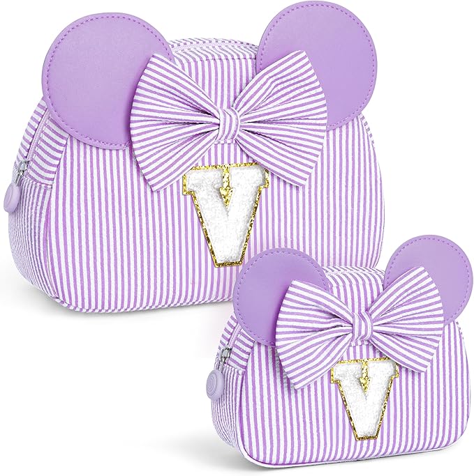 Christmas Gifts | Personalized Initial Makeup Bag | Purple Cosmetic Bags Travel Bag | 8 9 10 11 12 13 14 15 16 Years Old Girl Gift Teen Girl Kids Gifts Trendy Stuff V