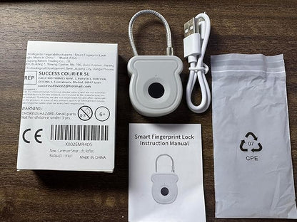 Smart Fingerprint Padlock for Luggage - 20 User Capacity, USB Key & Emergency Code, Keyless Biometric Lock for Gym Locker, Suitcase, Backpack, Toolbox & Handbag (Grey)