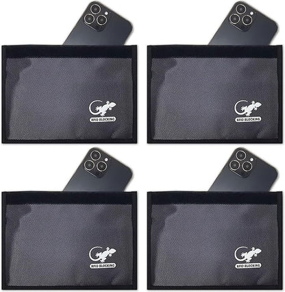 4 Faraday Bag Anti-Tracking GPS RFID Car Key Signal Blocker Wallet Shielding Pouch Protective Case for Cell Phone Car Key FOB, Data Privacy, Electronic Device Security (4 PACK - GRAY)