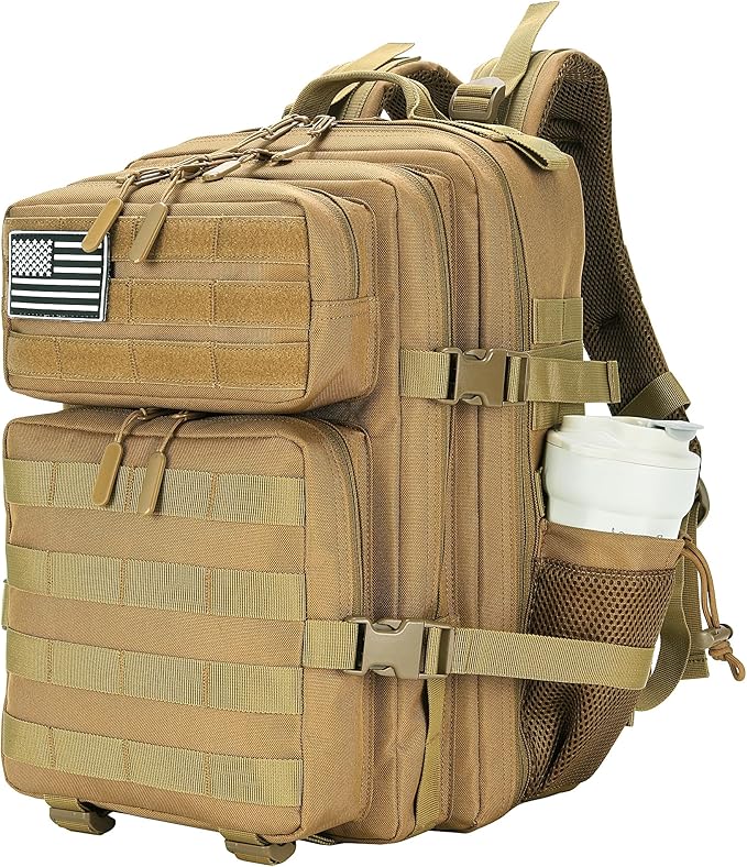 25L Military Tactical Backpack Small Assault Pack Molle Daypack for Men and Women for Work Travel Gym Outdoor Hiking Camping (Khaki)