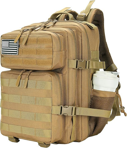 25L Military Tactical Backpack Small Assault Pack Molle Daypack for Men and Women for Work Travel Gym Outdoor Hiking Camping (Khaki)