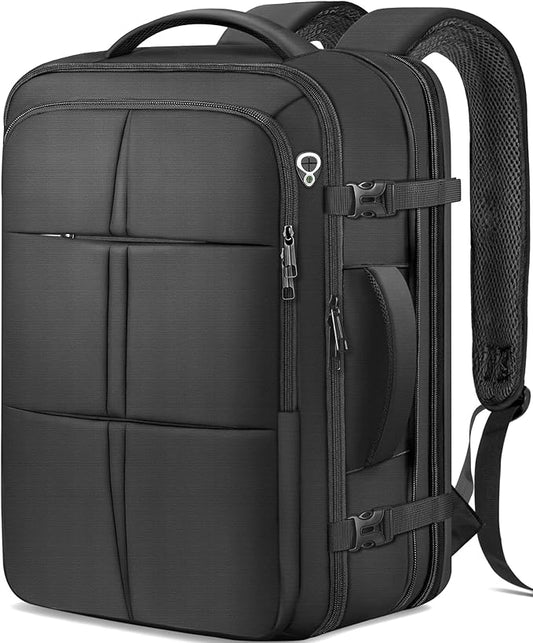 Travel Backpack, Extra Large 50L Flight Approved Carry on Backpack, Expandable Waterproof Business Suitcase Daypack Big Bag Fits 18.4 Inch Laptop, Black