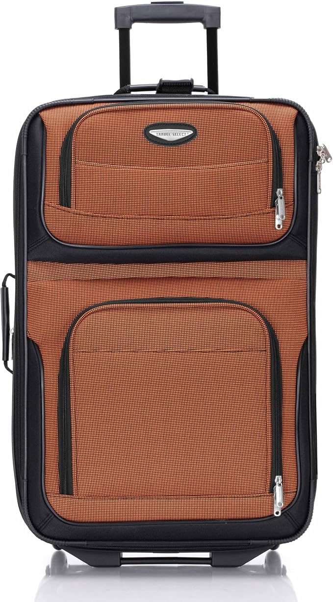 Travel Select Amsterdam Softside Expandable Luggage with Rolling Wheels, Orange, 25-Inch Medium