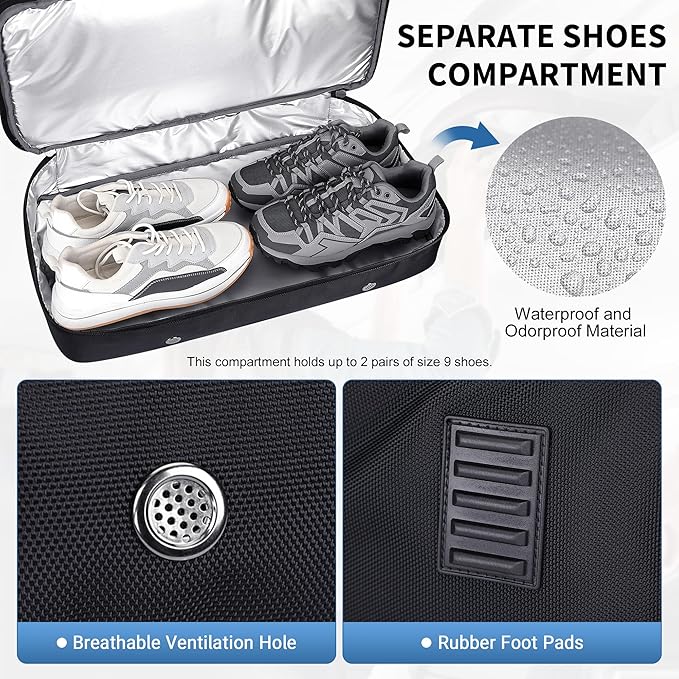 WITZMAN Duffle Bag for Men Large Carry On Travel Mens Weekender Overnight Bags with Shoes Compartment for Sports Gym(B723 Black)