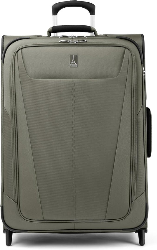 Travelpro Maxlite 5 Softside Expandable Upright 2 Wheel Checked Medium Luggage, Lightweight, 26-Inch — Slate Green