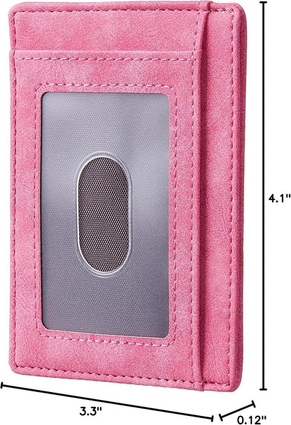 Travelambo Slim Wallet Front Pocket Minimalist Leather RFID Blocking Medium Size