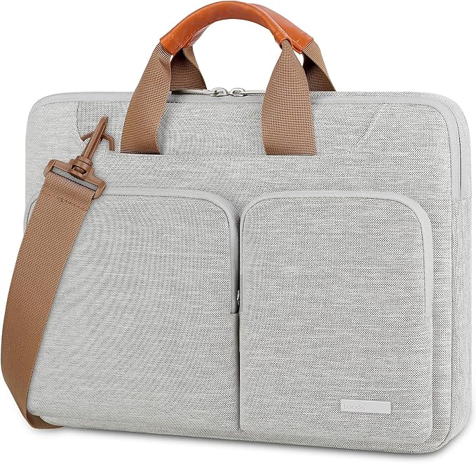 Lacdo 360° Protective Laptop Shoulder Bag, 14 inch Laptop Sleeve Bag for 14 inch New MacBook Pro M5/M4/M3/M2/M1 Chips Pro Max A3434 A3112 A3401 A3185 A2918 A2992 2025-2021 Computer Messenger Bag, Gray