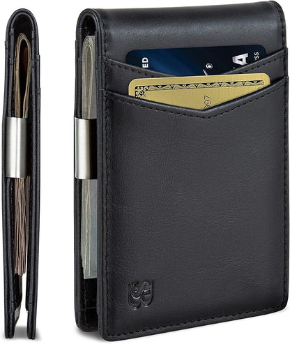 SERMAN BRANDS Money Clip Wallet - Mens Wallets slim Front Pocket RFID Blocking Card Holder Minimalist Mini Bifold