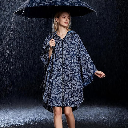 Hooded Rain Ponchos for Adult - Rain Coat and Rain Jacket with Waterproof Pocket and Zipper