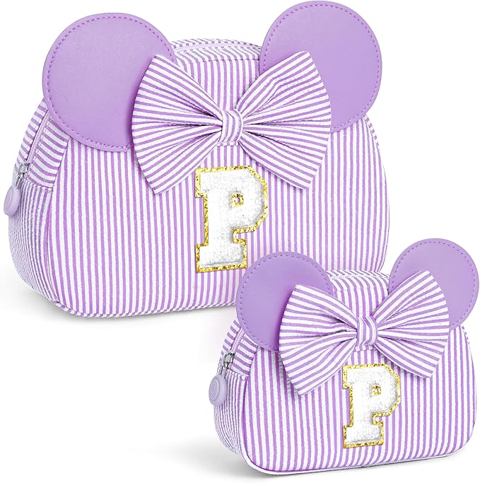 Christmas Gifts for Grandkids, Birthday Gifts for Girls | Personalized Initial Makeup Bag Cosmetic Travel Toiletry Bag for Girl Kid Years Old Birthday Christmas Gift for Girls Kids Purple P