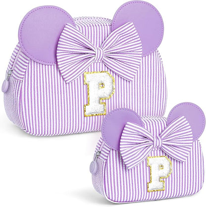 Christmas Gifts for Grandkids, Birthday Gifts for Girls | Personalized Initial Makeup Bag Cosmetic Travel Toiletry Bag for Girl Kid Years Old Birthday Christmas Gift for Girls Kids Purple P