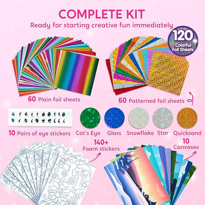 Klever Kits Princess Foil Art Kit for Kids - Arts & Crafts Supplies, Mess Free Coloring, Foil Foam Stickers, Creative Travel Toys, Birthday Gifts for Boys & Girls Ages 4 and Up