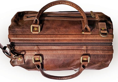 Leather Duffle Adventure Bag Weekender Travel Luggage with Shoe Compartment