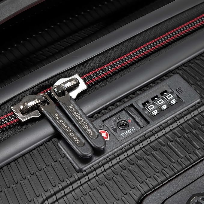 Traveler's Choice Maxporter II 22" Hardside Polycarbonate Spinner Carry-On Luggage, USB Port, TSA Lock, Black