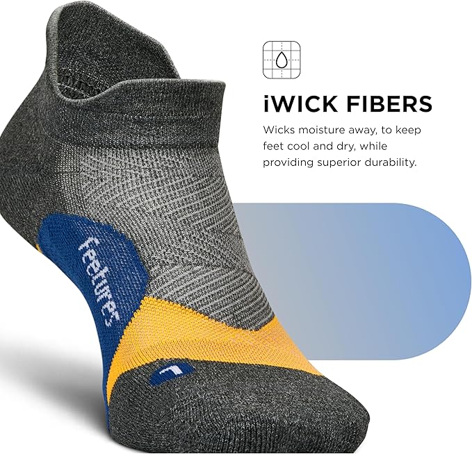 Feetures Elite Light Cushion No Show Tab Athletic Ankle Socks - Sport Sock with Targeted Compression