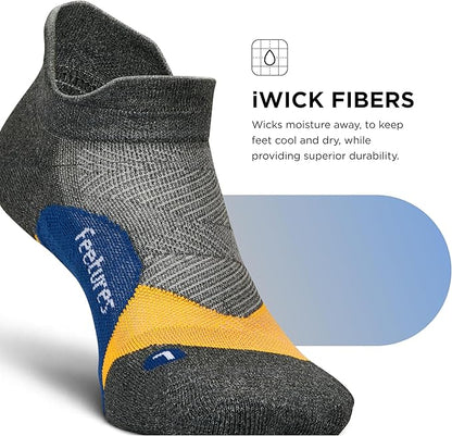 Feetures Elite Light Cushion No Show Tab Athletic Ankle Socks - Sport Sock with Targeted Compression