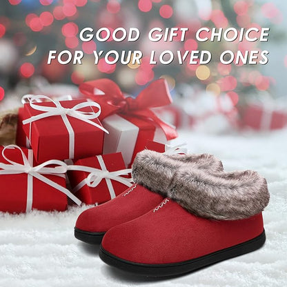 Mishansha Women's House Shoes Memory Foam Suede Moccasin Slippers Winter Warm Fleece Lined Home Shoes with Anti-Skid Rubber Sole