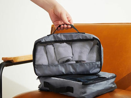 Covermates Packing Cube Set - Premium Polyester - Dual Zipper Pulls - Carrying Handle - Front Mesh Window - Travel Organization, Grey