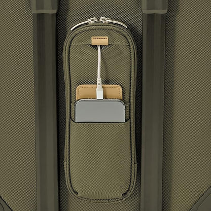 Briggs & Riley 21" Global Carry On Expandable Spinner - Luggage for International Travel, Suitcases with Wheels, Softside Rolling Bag for Men & Women, Self-Repairing Zipper- Baseline Collection, Olive