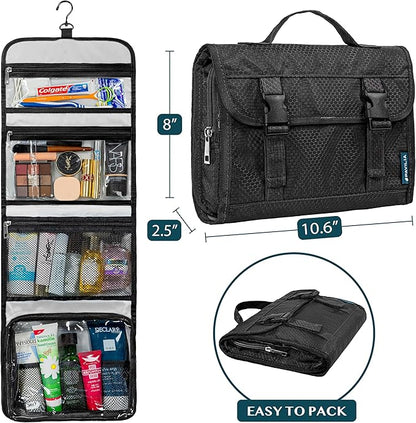 PAVILIA Travel Hanging Toiletry Bag for Women Men, Large Capacity Makeup Bag Kit, Waterproof Cosmetic Storage Organizer Case for Bathroom Shower