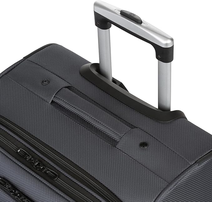 SwissGear Sion Softside Expandable Luggage – Medium Checked Suitcase with 360 Degree Wheels & Retractable Handle – 25 Inch, Perfect for 1-7 Night Trips – Dark Gray